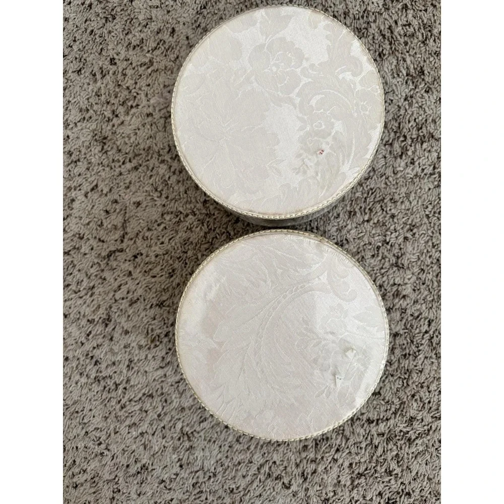 Waterford Linens Essex Court WC Designs Large‎ Round Linen Keepsake Box Lot Of 2